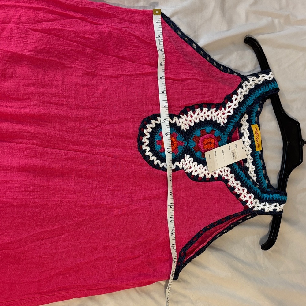 Pink Sleeveless Crochet Fringe Dress - Picture 6 of 7